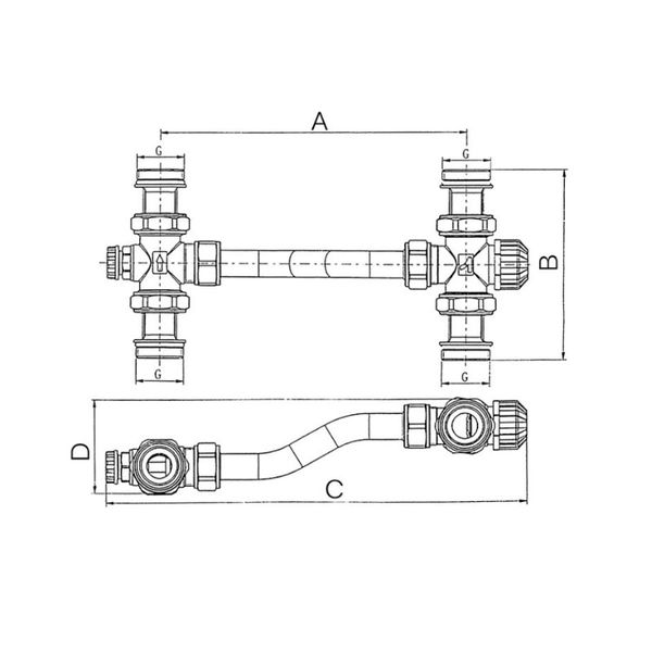 Байпас для коллектора KOER KR.1023 - 1" с трехходовым разделителем (KR2891) KR2891 фото