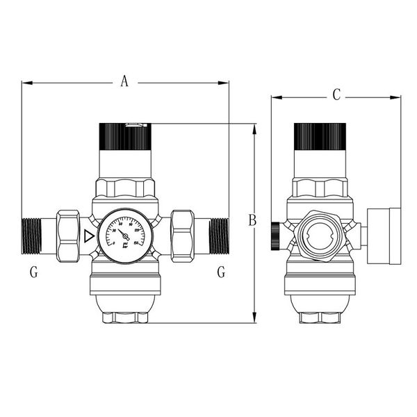 Редуктор тиску з фільтром тонкого очищення та манометром KOER KR.1243 — 1" (KR3189) KR3189 фото