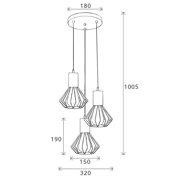 Светильник лофт MSK Electric Diadem подвесной на круглом основании NL 2215-3R CR хром 616157 фото