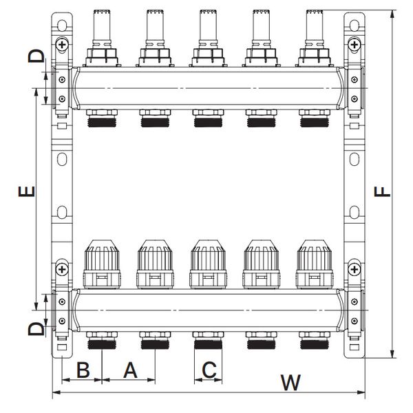 Колекторний блок з витратомірами EUROPRODUCT EP.S1110-07 1"x7 (EP4983) EP4983 фото
